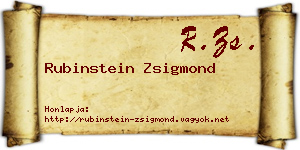 Rubinstein Zsigmond névjegykártya